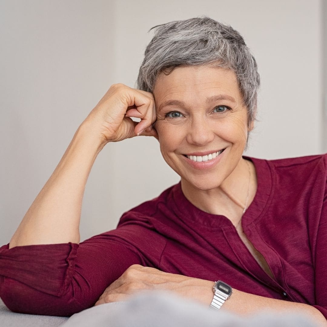 Woman with great oral health smiling