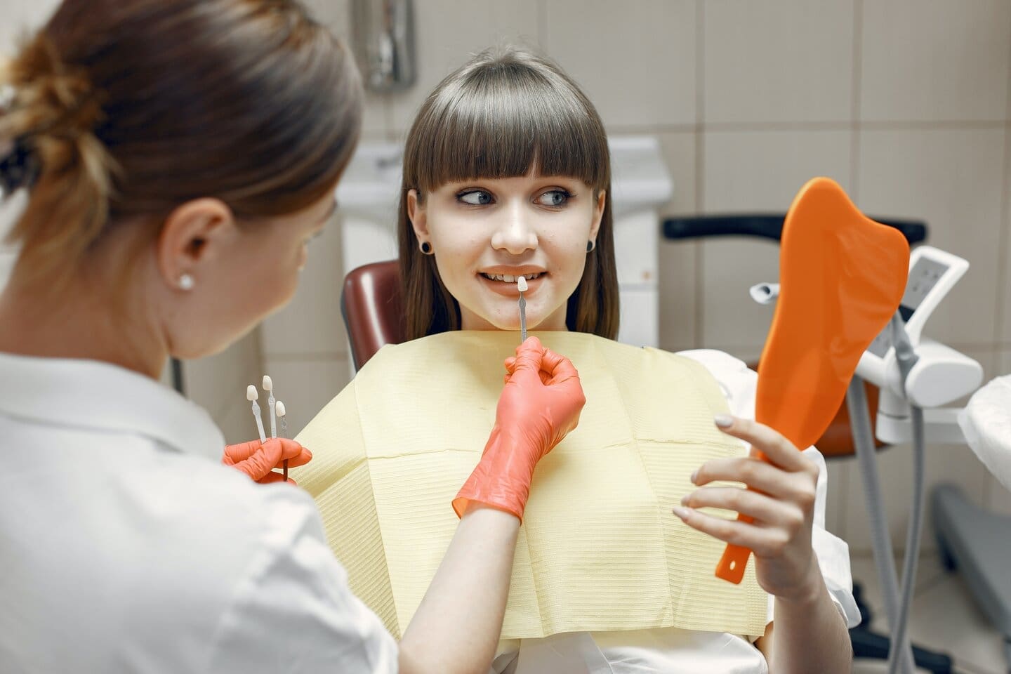 Lady getting dental crowns