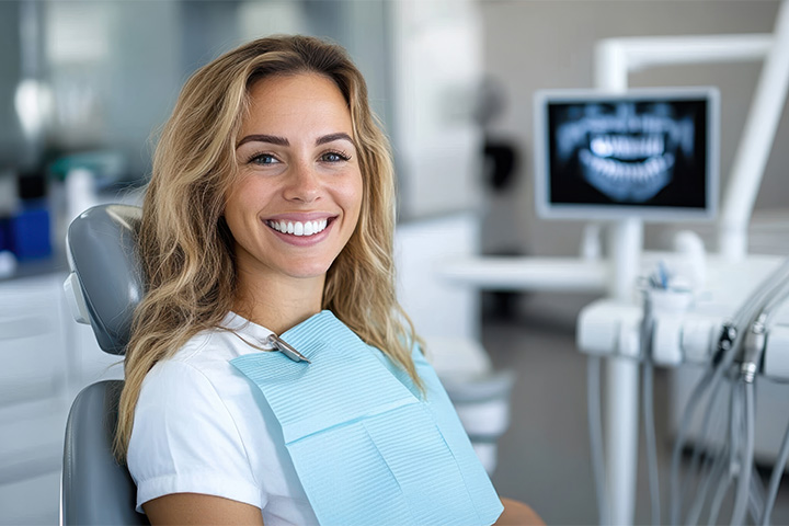 Young woman smiling in the dentist’s chair